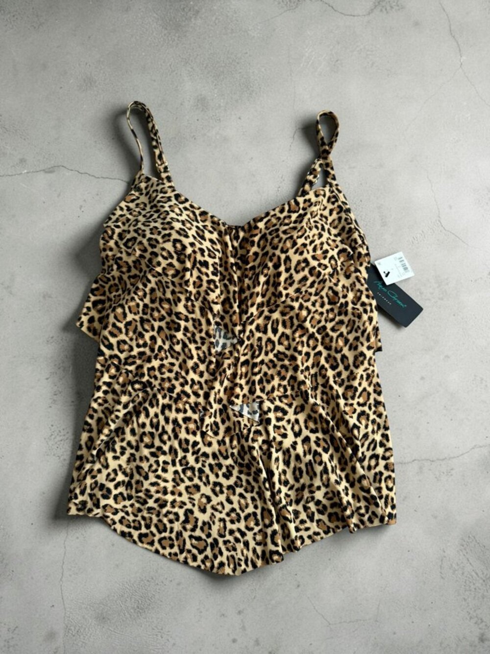 AQUAGREEN Leopard Print Tankini Swim Top Size XL NEW NWT